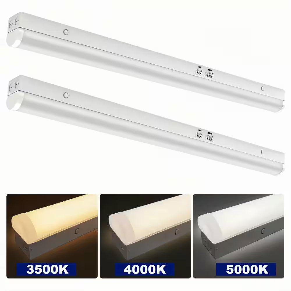 3.38 Ft. White Integrated LED Utility Shop Lights 200-Watt Equivalent Cct/Wattage Selectable,0-10-Volt Dimmable (2-Pack)
