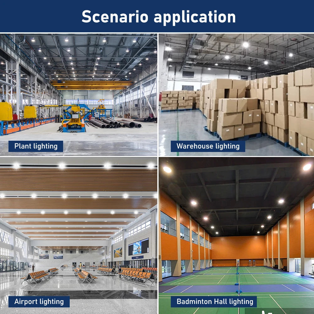 100-300W Black 200 Watt IP65 Foco Industrial Lampara Hi Bay Lamp Warehouse Highbay Ufo Light High Bay Led for Gym Garage