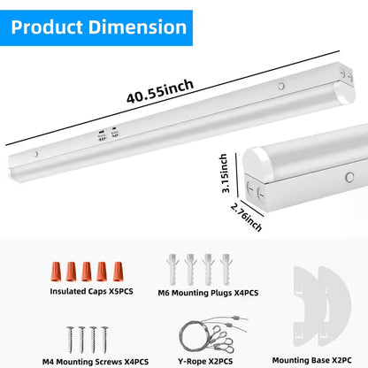 4 Pack 3.38 Ft. Linear Integrated LED White Strip Light Fixture, Cct/Wattage Selectable Hanging Ceiling Light for Garage
