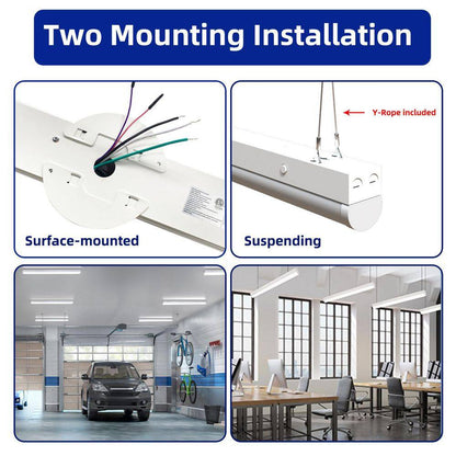 3.38 Ft. White Integrated LED Utility Shop Lights 200-Watt Equivalent Cct/Wattage Selectable,0-10-Volt Dimmable (2-Pack)