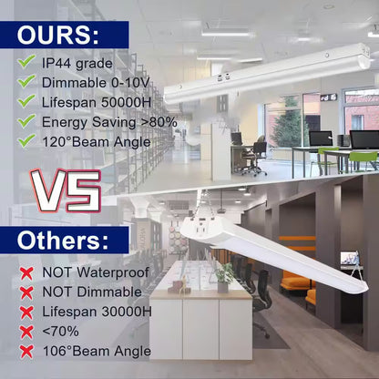 3.38 Ft. White Integrated LED Utility Shop Lights 200-Watt Equivalent Cct/Wattage Selectable,0-10-Volt Dimmable (2-Pack)