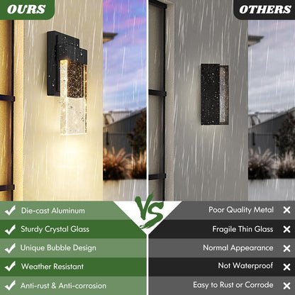 Beslowe Outdoor Wall Light Fixtures with Crystal Bubble Glass, Waterproof Ext...