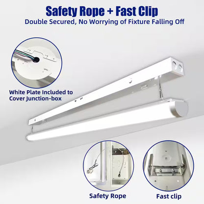 3.38 Ft. White Integrated LED Utility Shop Lights 200-Watt Equivalent Cct/Wattage Selectable,0-10-Volt Dimmable (2-Pack)