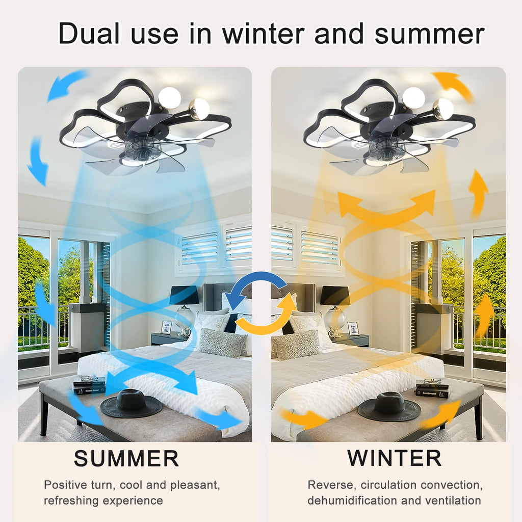 20" Ceiling Fan with Lights, butterfly Ceiling Fans Dimmable Low Profile Ceiling Fan With Light for Living Room Bedroom