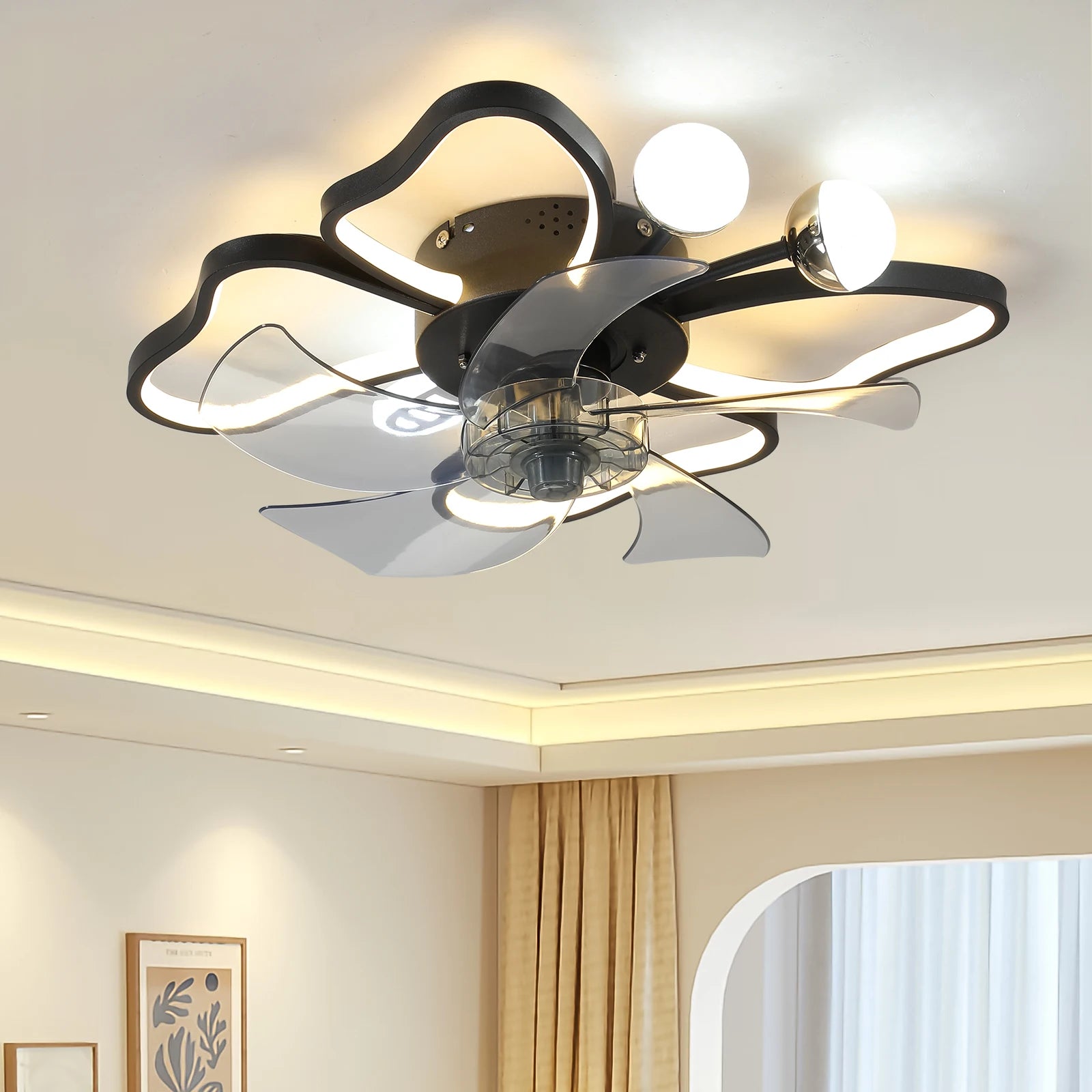 20" Ceiling Fan with Lights, butterfly Ceiling Fans Dimmable Low Profile Ceiling Fan With Light for Living Room Bedroom