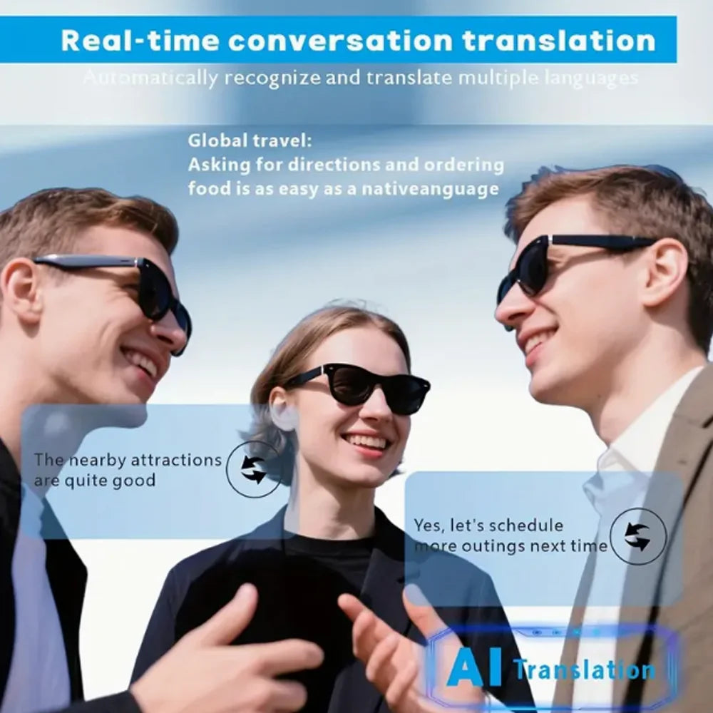 SENBONO E13 Smart AI Translation Glasses Bluetooth Wireless Call Music Outdoor AI Smart Glasses Smart Sports Sunglasses