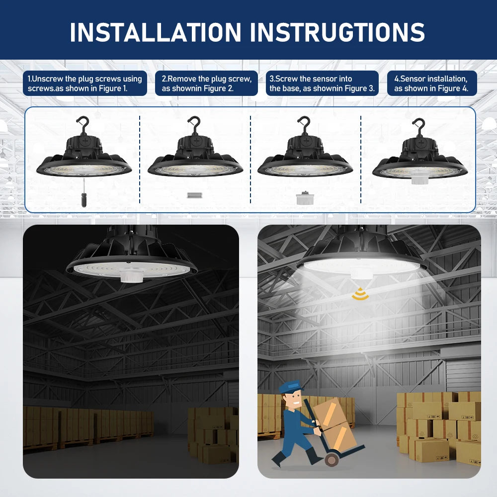 100-300W Black 200 Watt IP65 Foco Industrial Lampara Hi Bay Lamp Warehouse Highbay Ufo Light High Bay Led for Gym Garage