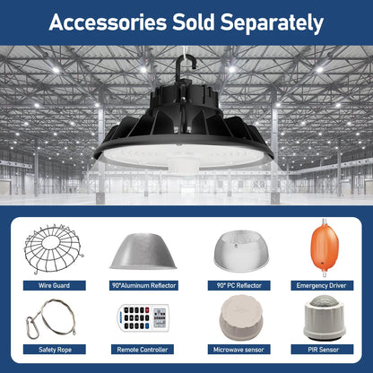 100-300W Black 200 Watt IP65 Foco Industrial Lampara Hi Bay Lamp Warehouse Highbay Ufo Light High Bay Led for Gym Garage
