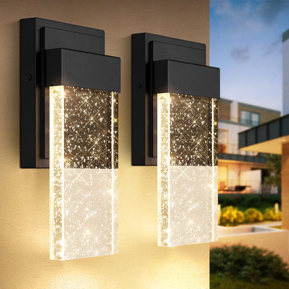 Beslowe Outdoor Wall Light Fixtures with Crystal Bubble Glass, Waterproof Ext...