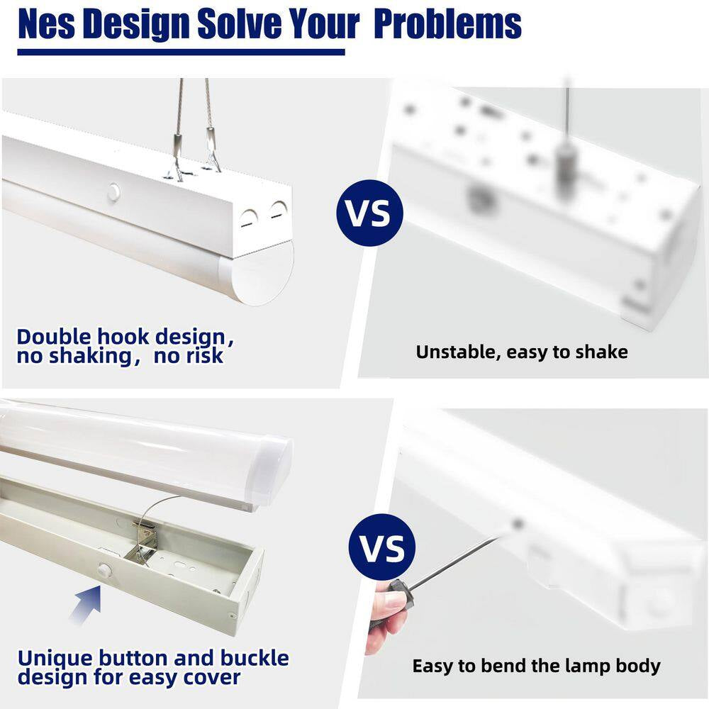 3.38 Ft. White Integrated LED Utility Shop Lights 200-Watt Equivalent Cct/Wattage Selectable,0-10-Volt Dimmable (2-Pack)