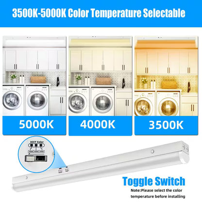 4 Pack 3.38 Ft. Linear Integrated LED White Strip Light Fixture, Cct/Wattage Selectable Hanging Ceiling Light for Garage