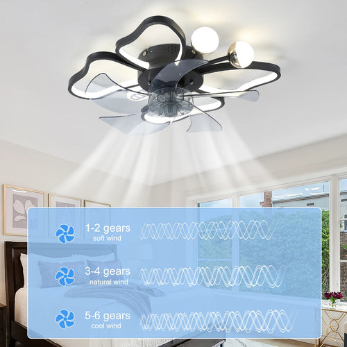 20" Ceiling Fan with Lights, butterfly Ceiling Fans Dimmable Low Profile Ceiling Fan With Light for Living Room Bedroom
